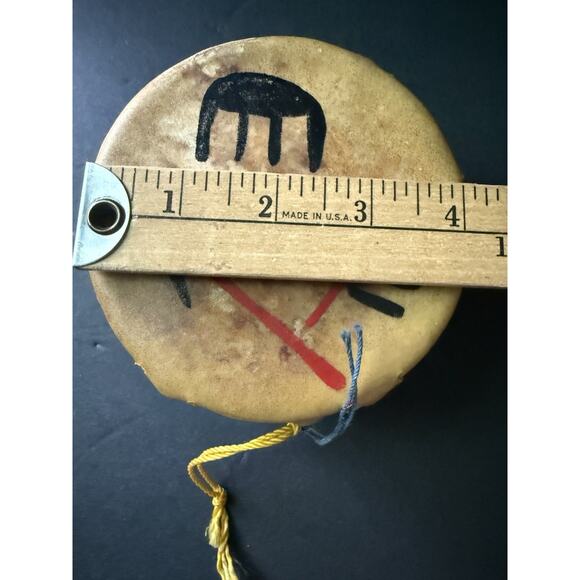 Vintage Native American Stretched Rawhide Leather Drum Hand Painted Southwestern - Picture 6 of 7
